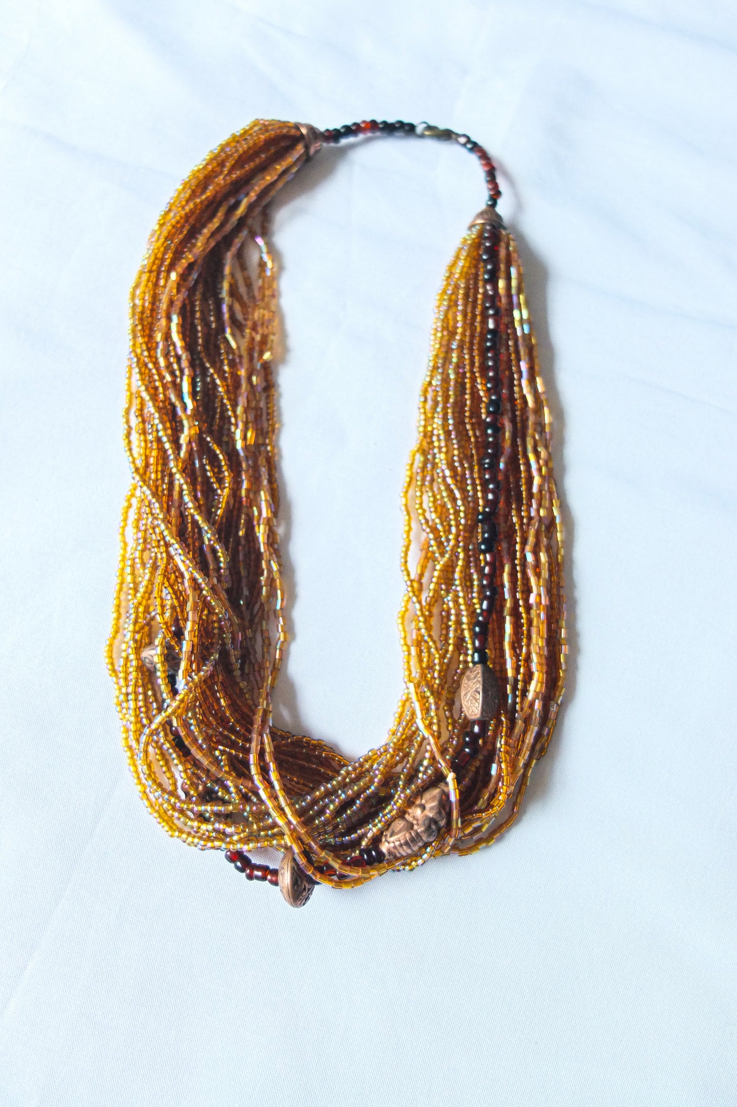 Yellow Brown Beaded Necklace