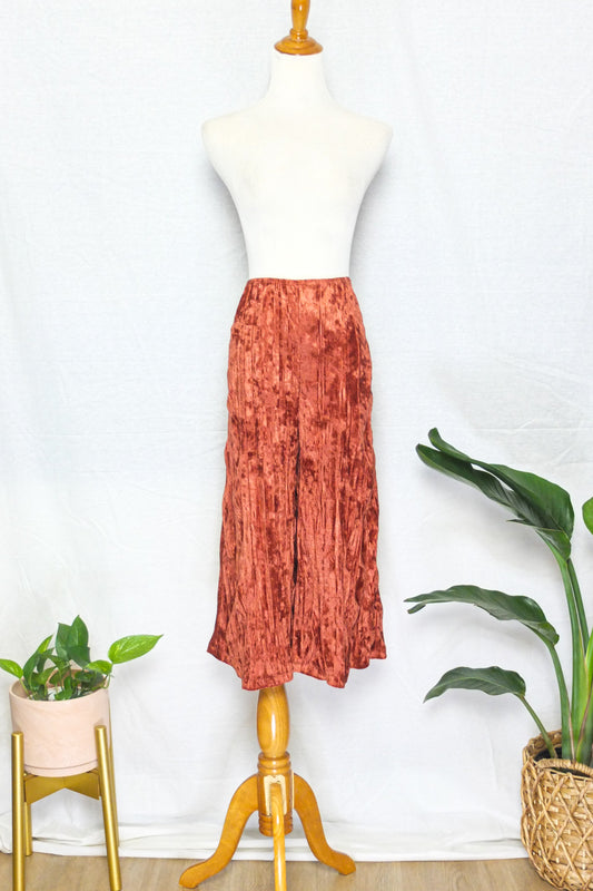 Rust Crushed Velvet Flare Culottes (L)