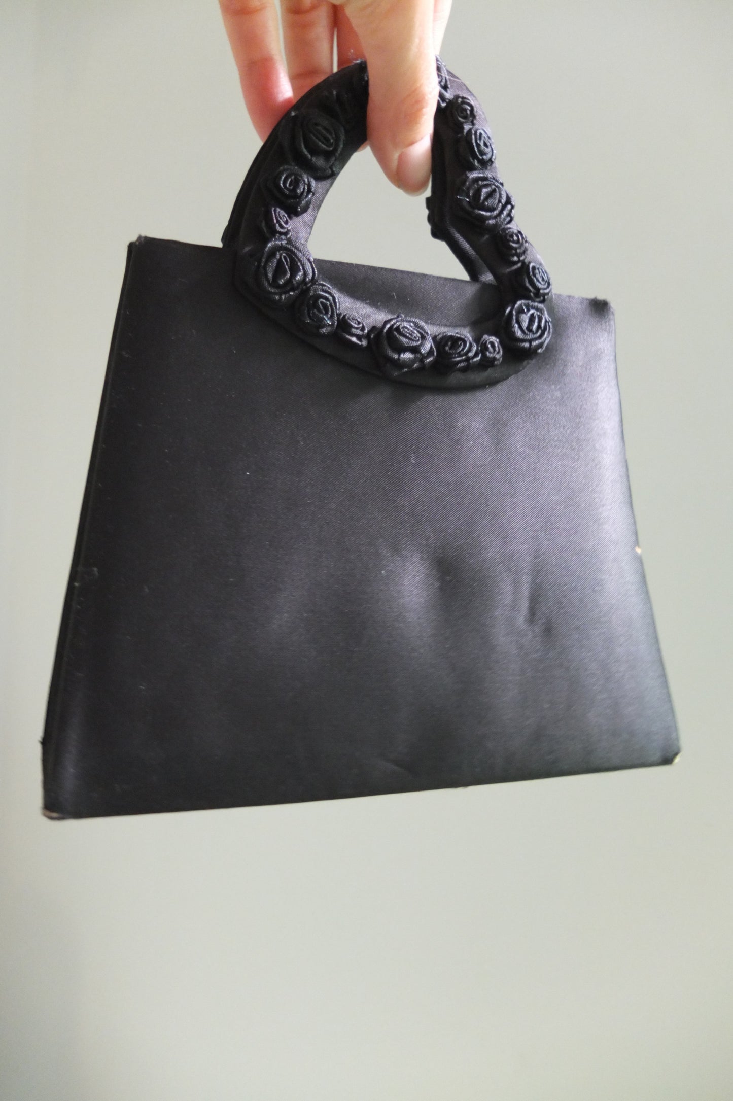 Bloomingdale's Black Cocktail Satin Purse