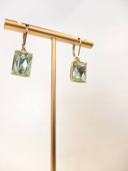 Green Gem Stone Drop Earrings