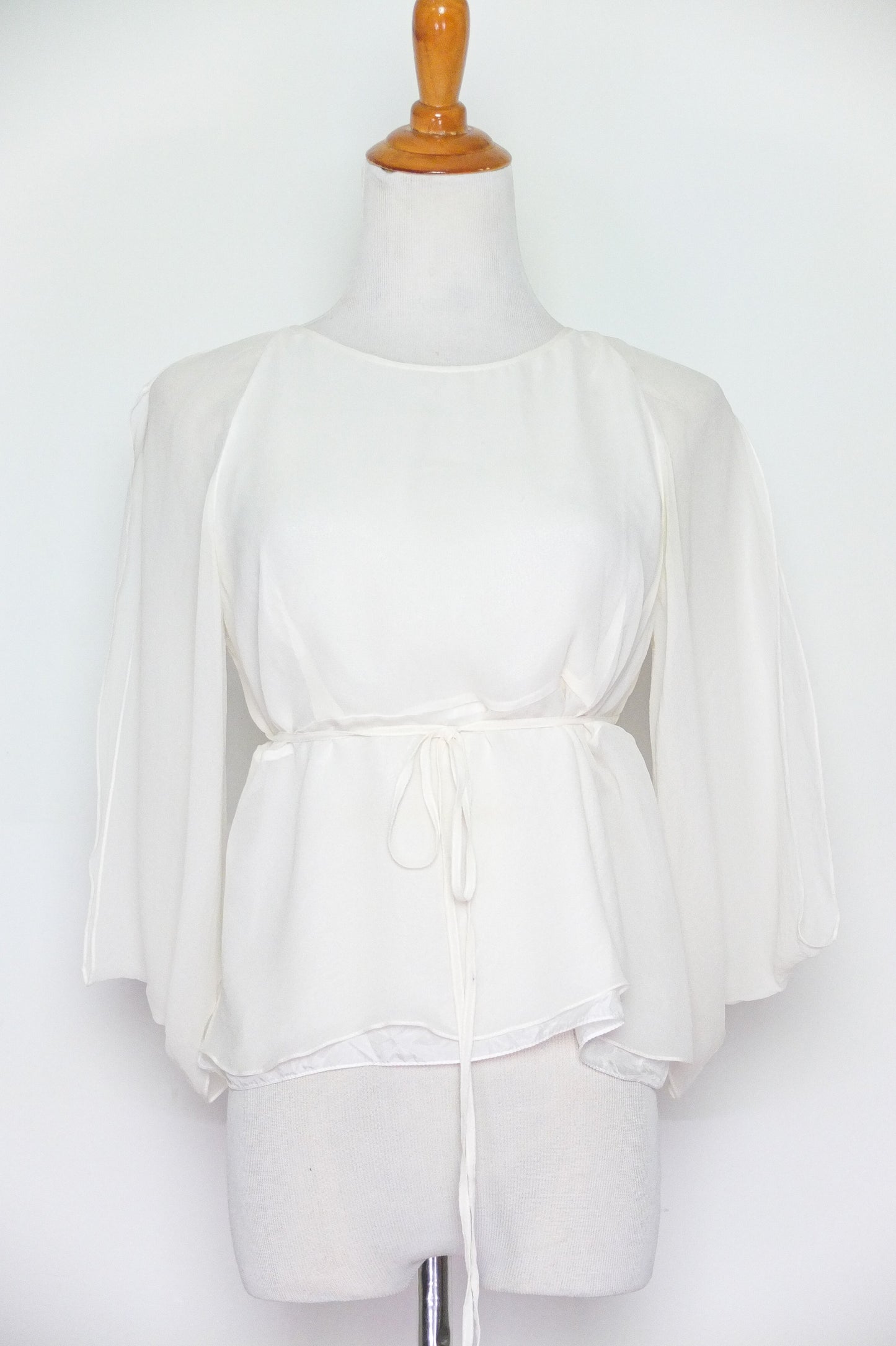 Morgane Le Fay Ivory Silk Semi Sheer Blouse (S-M)