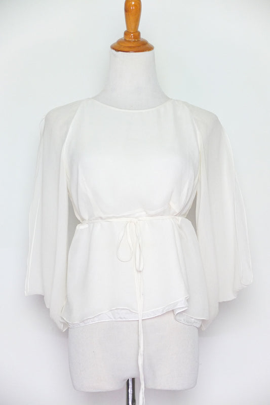 Morgane Le Fay Ivory Silk Semi Sheer Blouse (S-M)