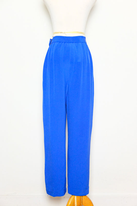 Vintage Maggi London Cobalt Blue Silk Pants (S-M)