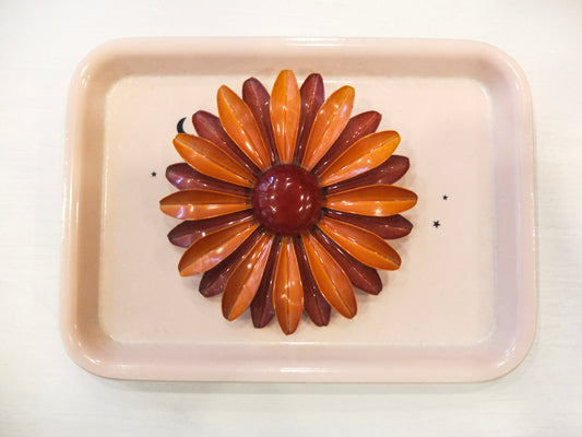 60s Mod Orange Flower Enamel Pin