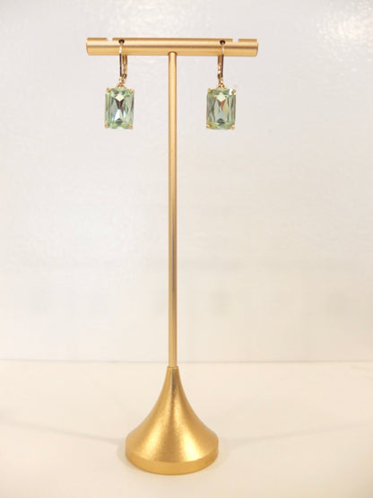 Green Gem Stone Drop Earrings
