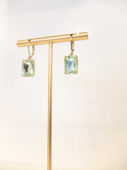 Green Gem Stone Drop Earrings