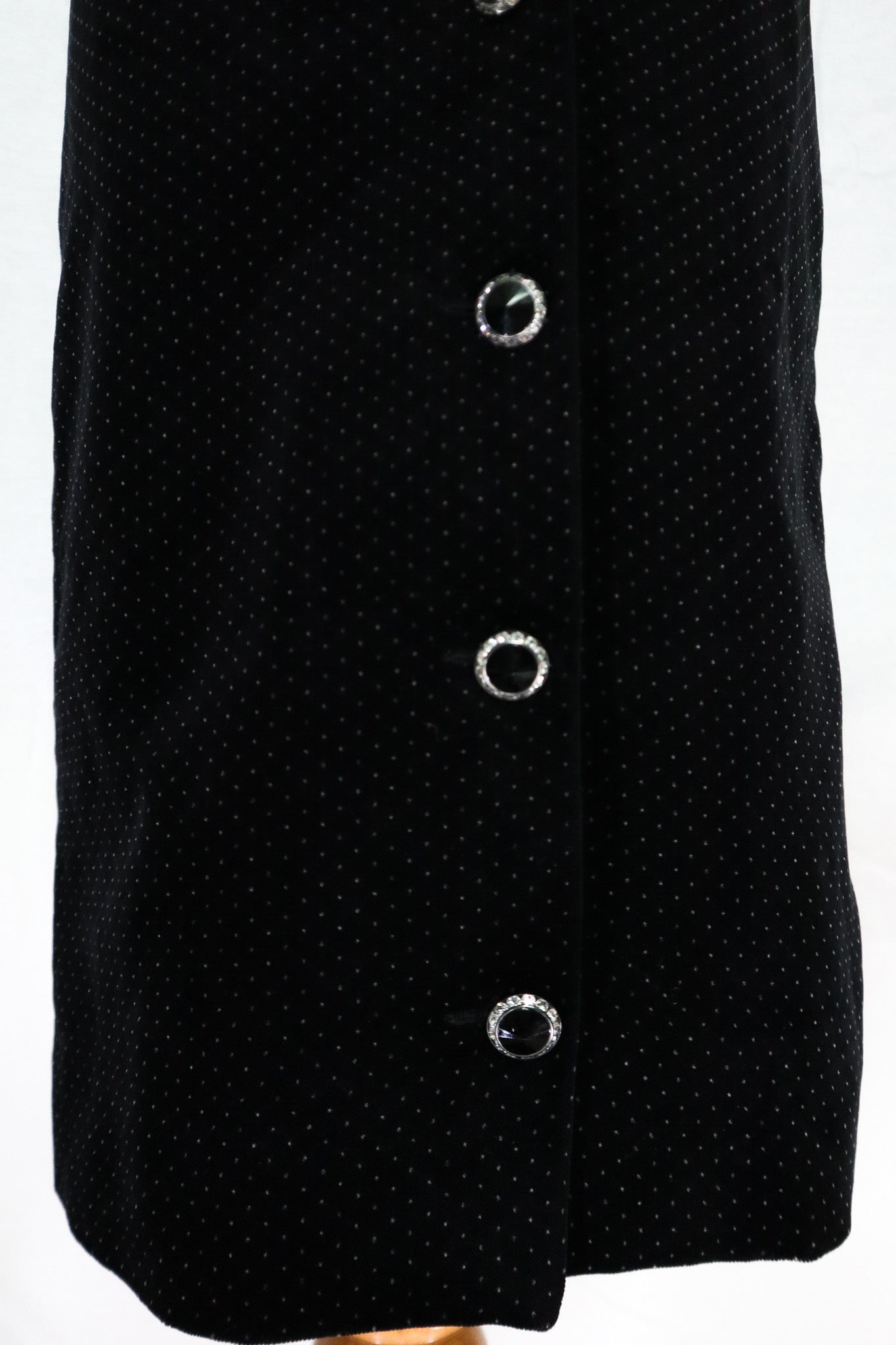 Vintage Valentino Boutique Black Velvet Polka Dot Pencil Midi (XS)