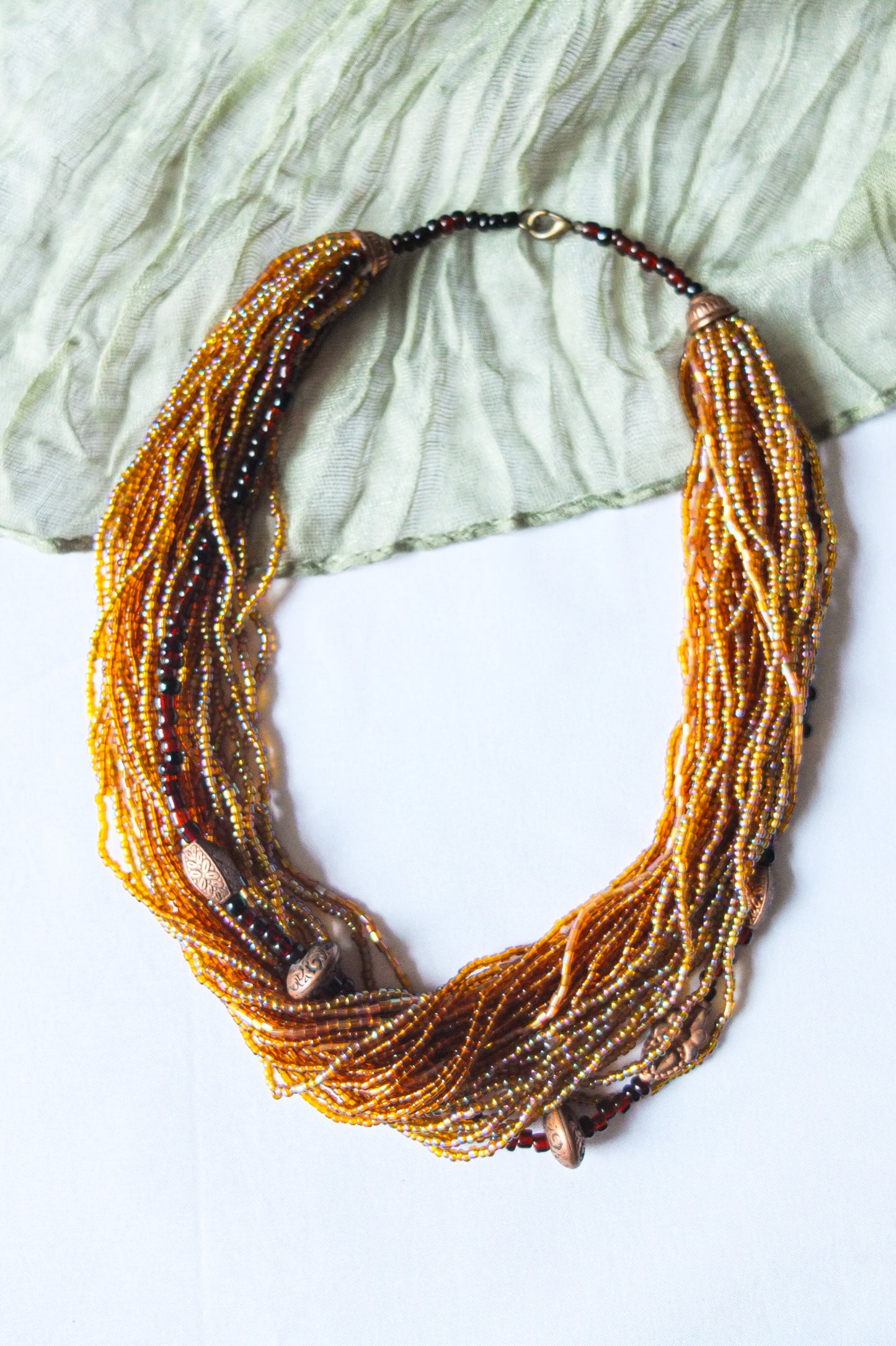 Yellow Brown Beaded Necklace