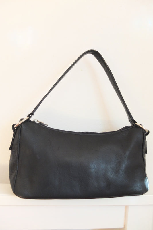 Y2K 90s Wilson Maxima Black Pebbled Leather Shoulder Bag