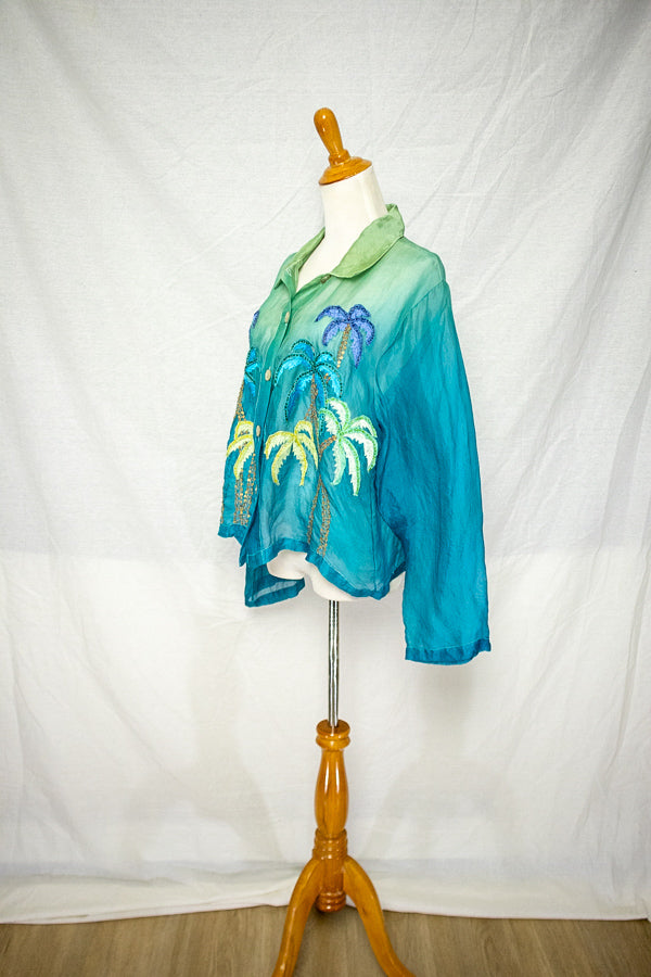 80s Florissant Silk Organza Sheer Blouse