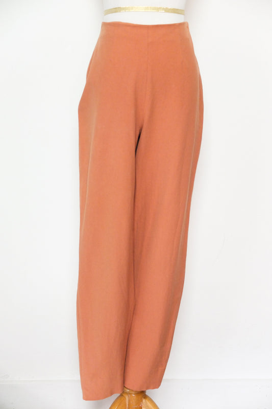 Piazza Sempione Peach Italian Cotton High Rise Pants (M)