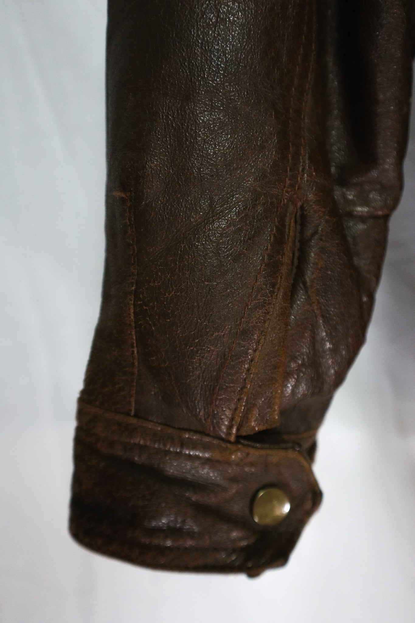 80s Brown Insulated Leather Hooded Overcoat (M)