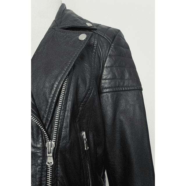 Barneys Black Leather Motorcycle Biker Jacket