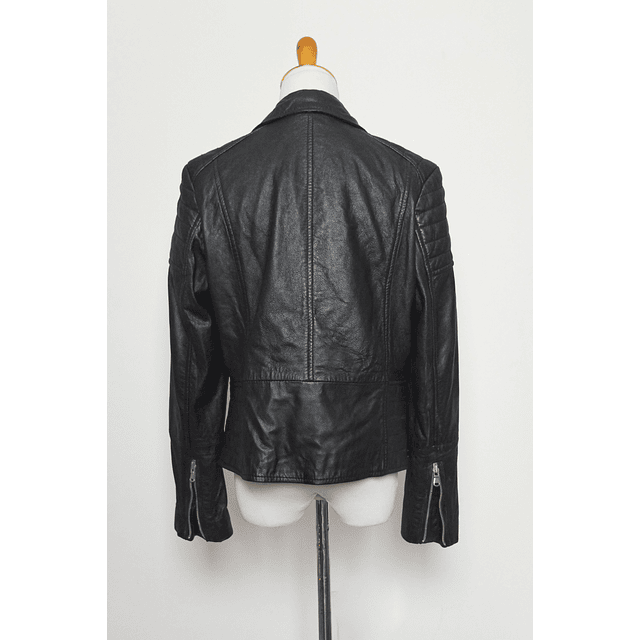 Barneys Black Leather Motorcycle Biker Jacket