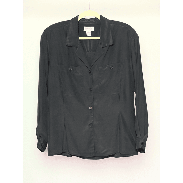 Vintage Christian Dior Chemise Satin Black Blouse