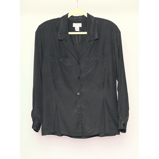 Vintage Christian Dior Chemise Satin Black Blouse