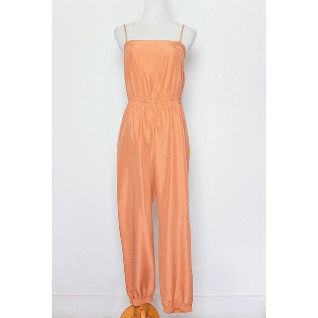 A.P.C. Peach Square Neckline Silk Jumpsuit