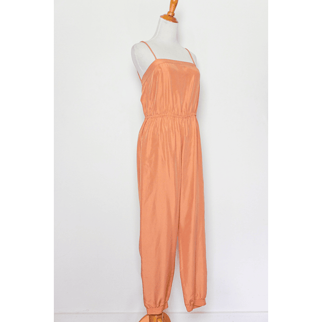 A.P.C. Peach Square Neckline Silk Jumpsuit