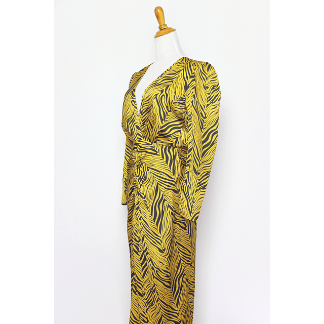 Rahi Vixen Gold Black Tigress Satin Maxi Dress