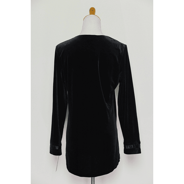 Oscar de la Renta Pink Label Black Crushed Velvet Satin Blouse