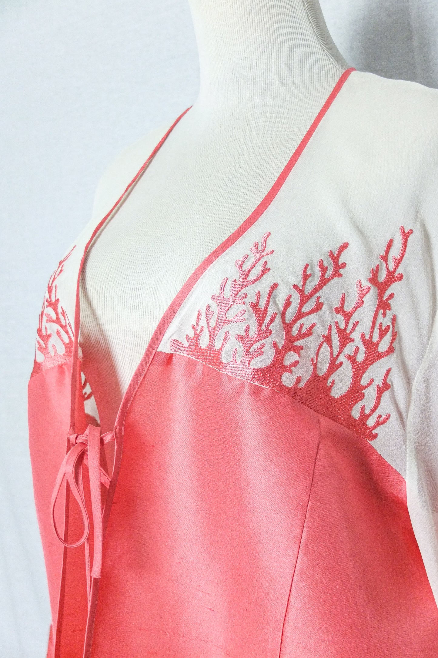 Vintage 80s Bob Mackie Wearable Art Coral Silk Blouse (L)