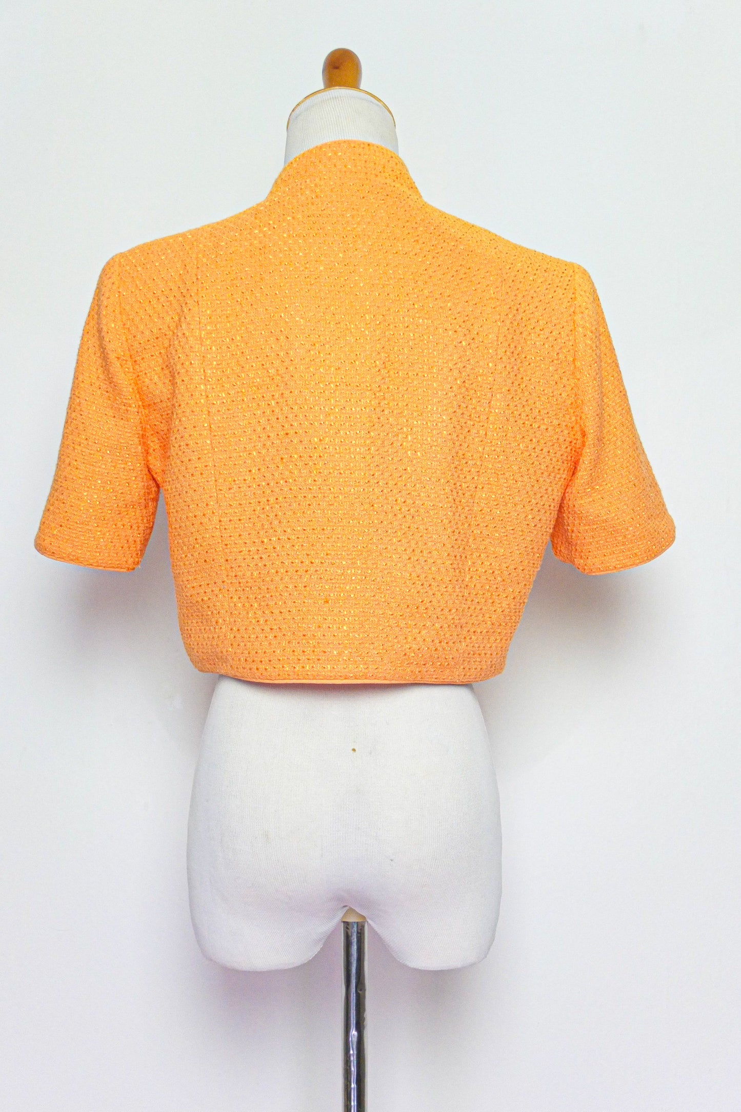 Vtg Saks Fifth Avenue Orange Tweed Crop Jacket (S)