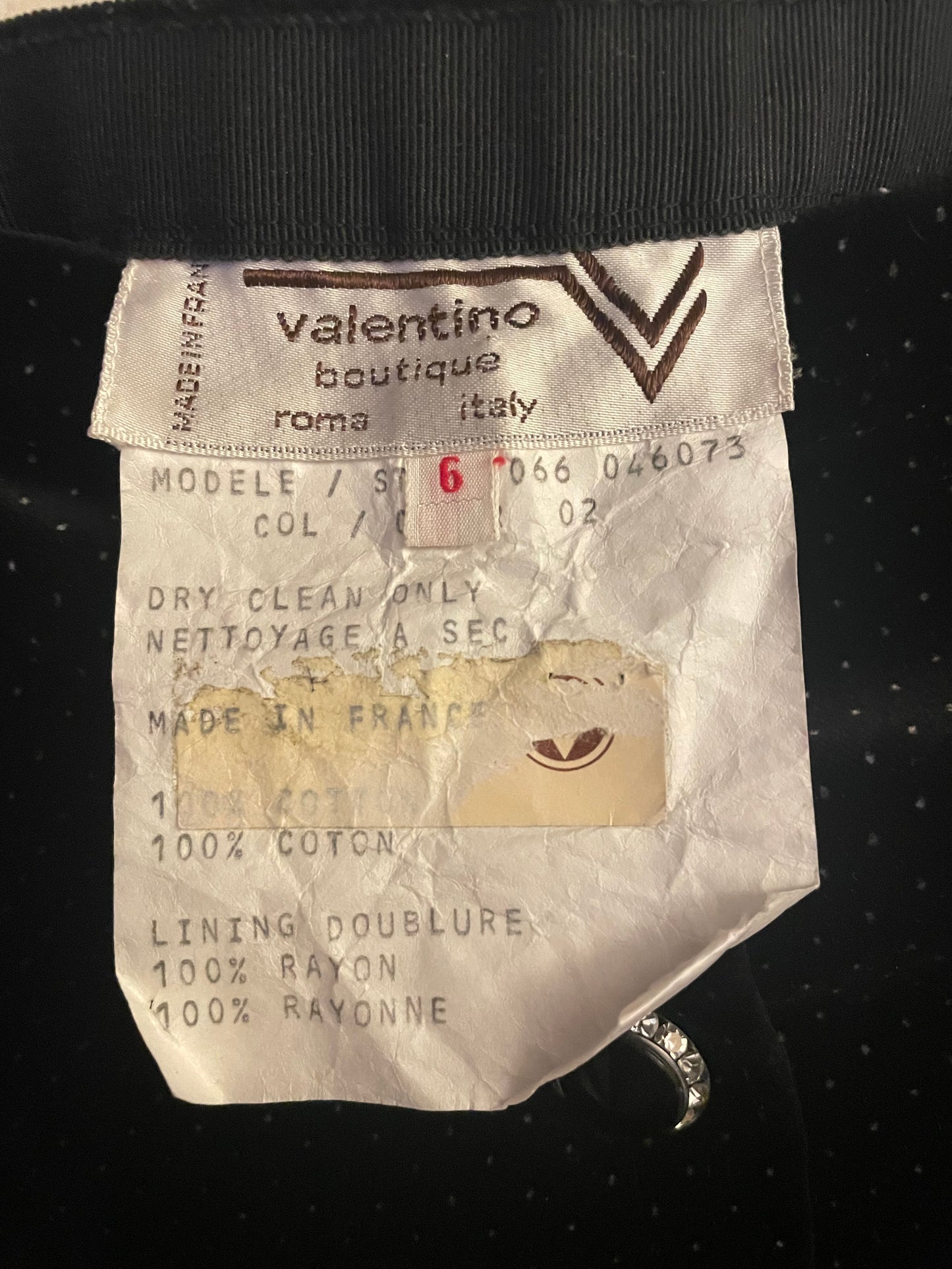 Vintage Valentino Boutique Black Velvet Polka Dot Pencil Midi (XS)