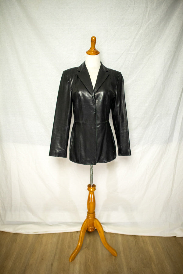 Kenneth Cole Black Leather Jacket (XS)