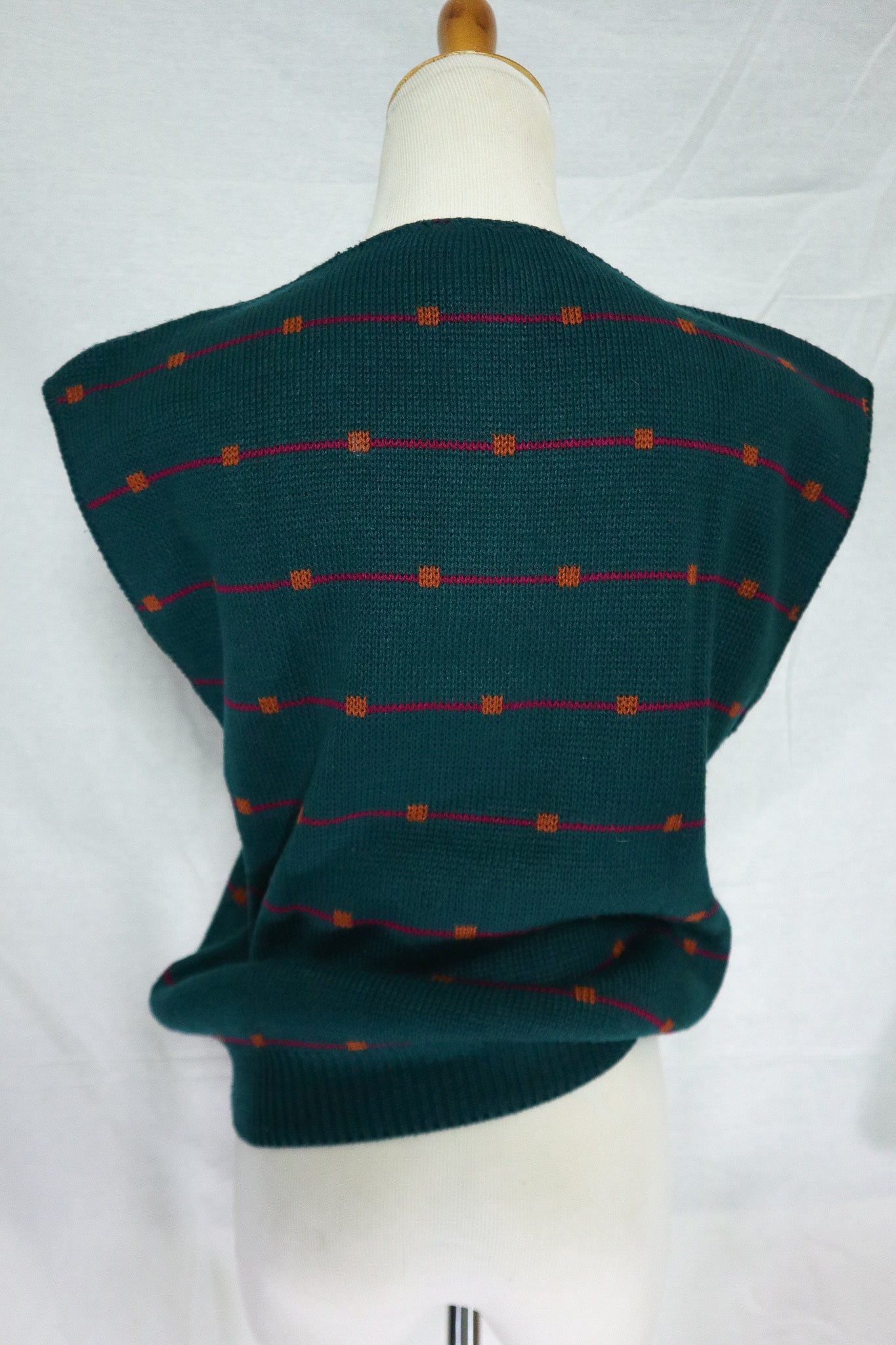 80s Green Pattern Grandpa Knit Vest (S)