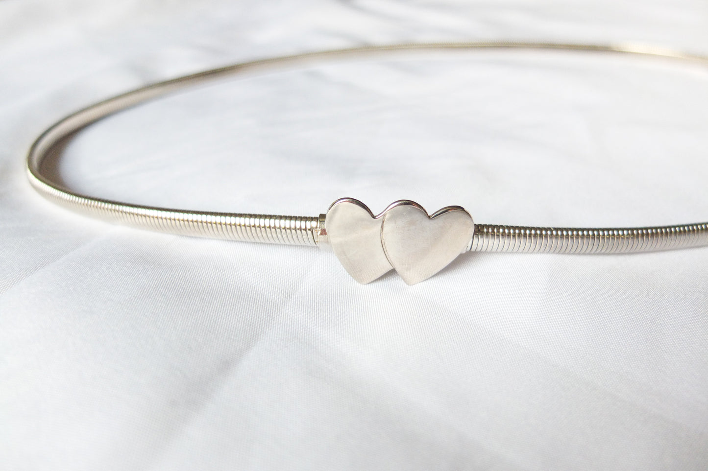 Silver Hearts Slinky Stretchy Belt (M)