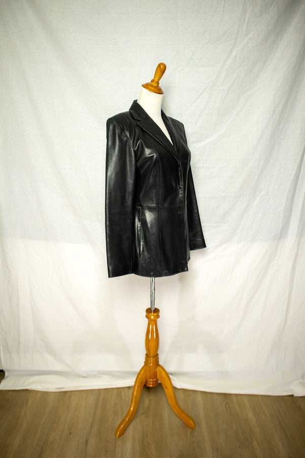 Kenneth Cole Black Leather Jacket (XS)