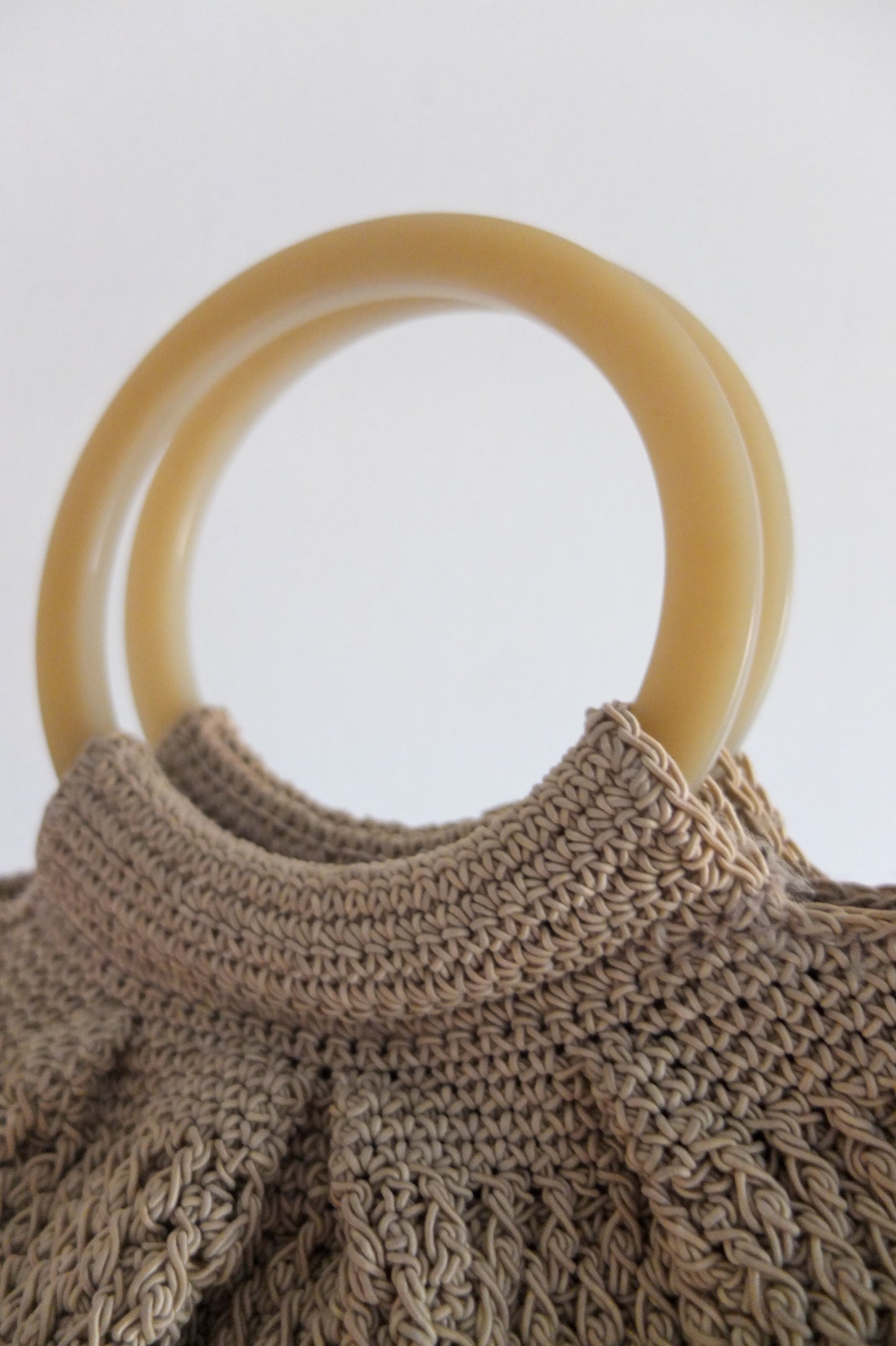 Vintage Liz Claiborne Tan Macrame Crochet Handbag