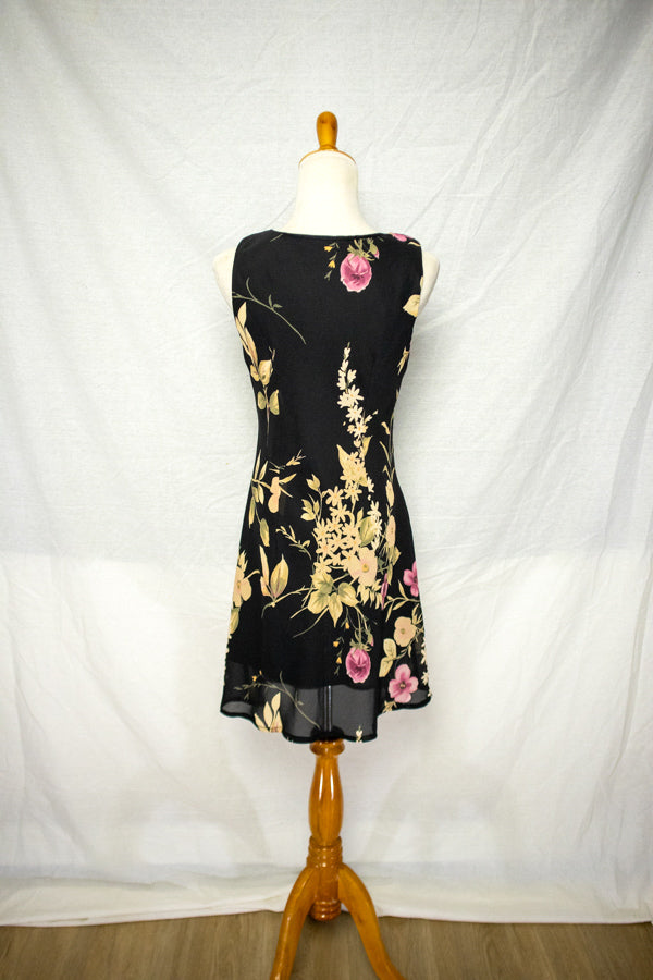 90s All That Jazz Floral Bias Cut Mini Dress (S)