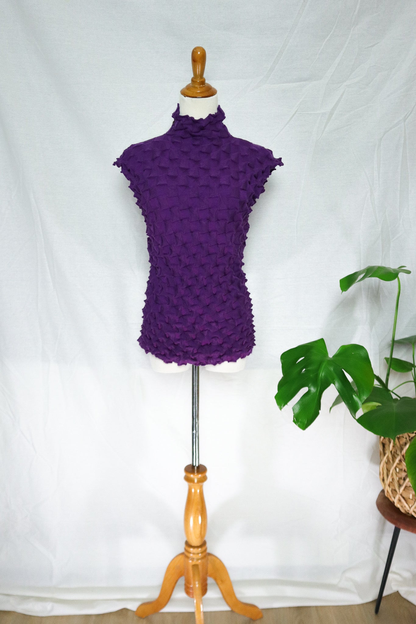 Issey Miyake Purple Origami Sleeveless Top (S-M)