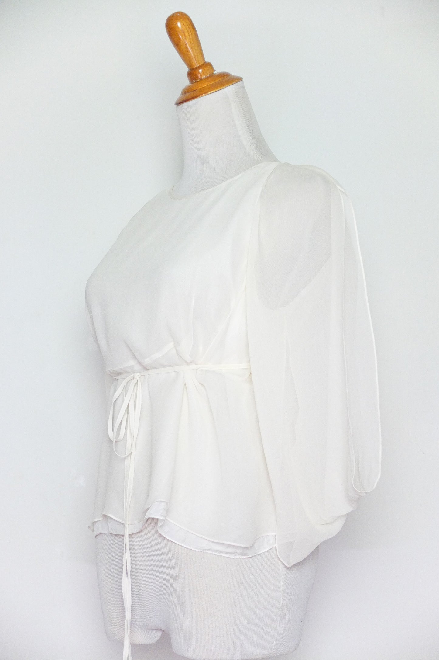 Morgane Le Fay Ivory Silk Semi Sheer Blouse (S-M)