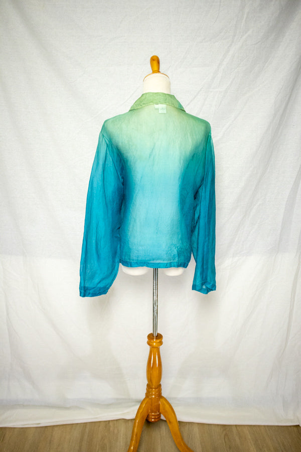 80s Florissant Silk Organza Sheer Blouse