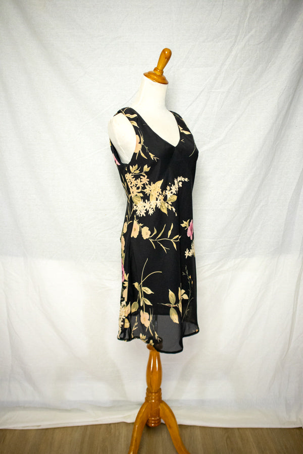 90s All That Jazz Floral Bias Cut Mini Dress (S)