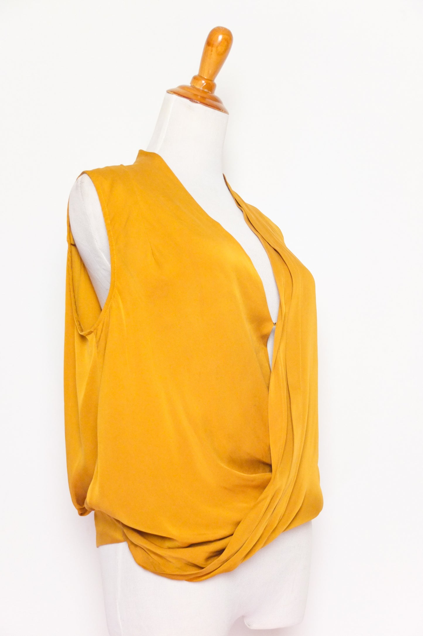 DVF Gold Silk Cowl Neck Sleeveless Top (S)