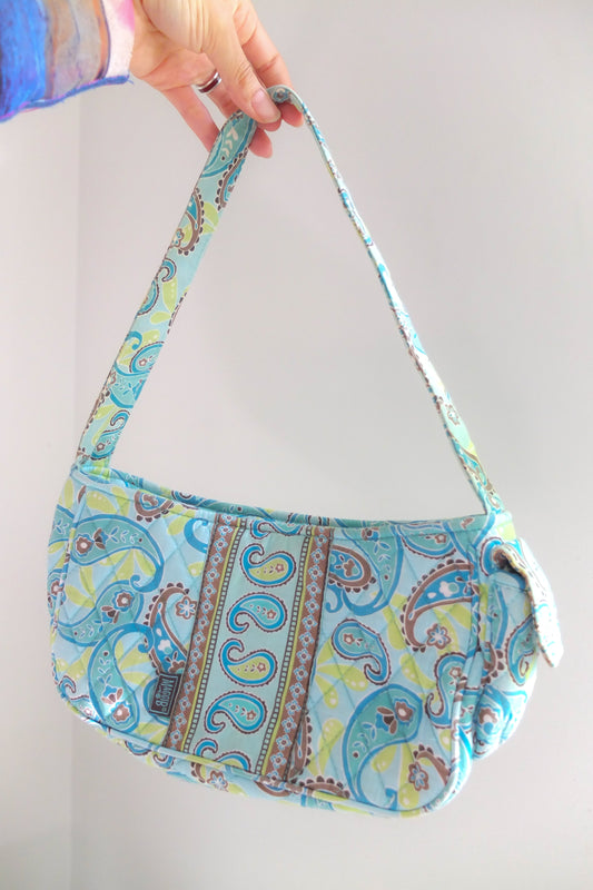 Maggi B Blue Paisley Quilted Shoulder Bag