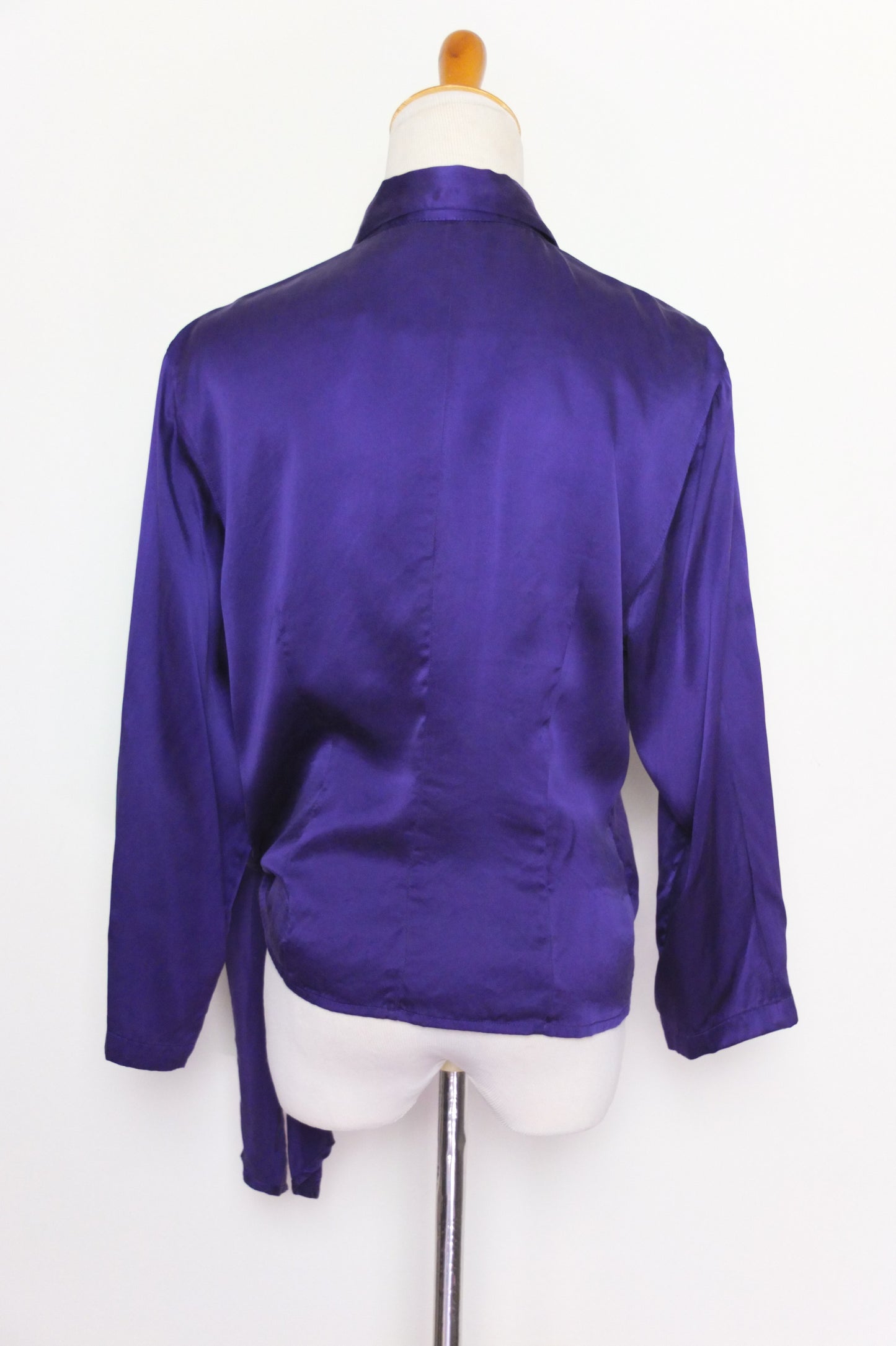 Vintage Single Button Purple Silk Blouse (L-XL)