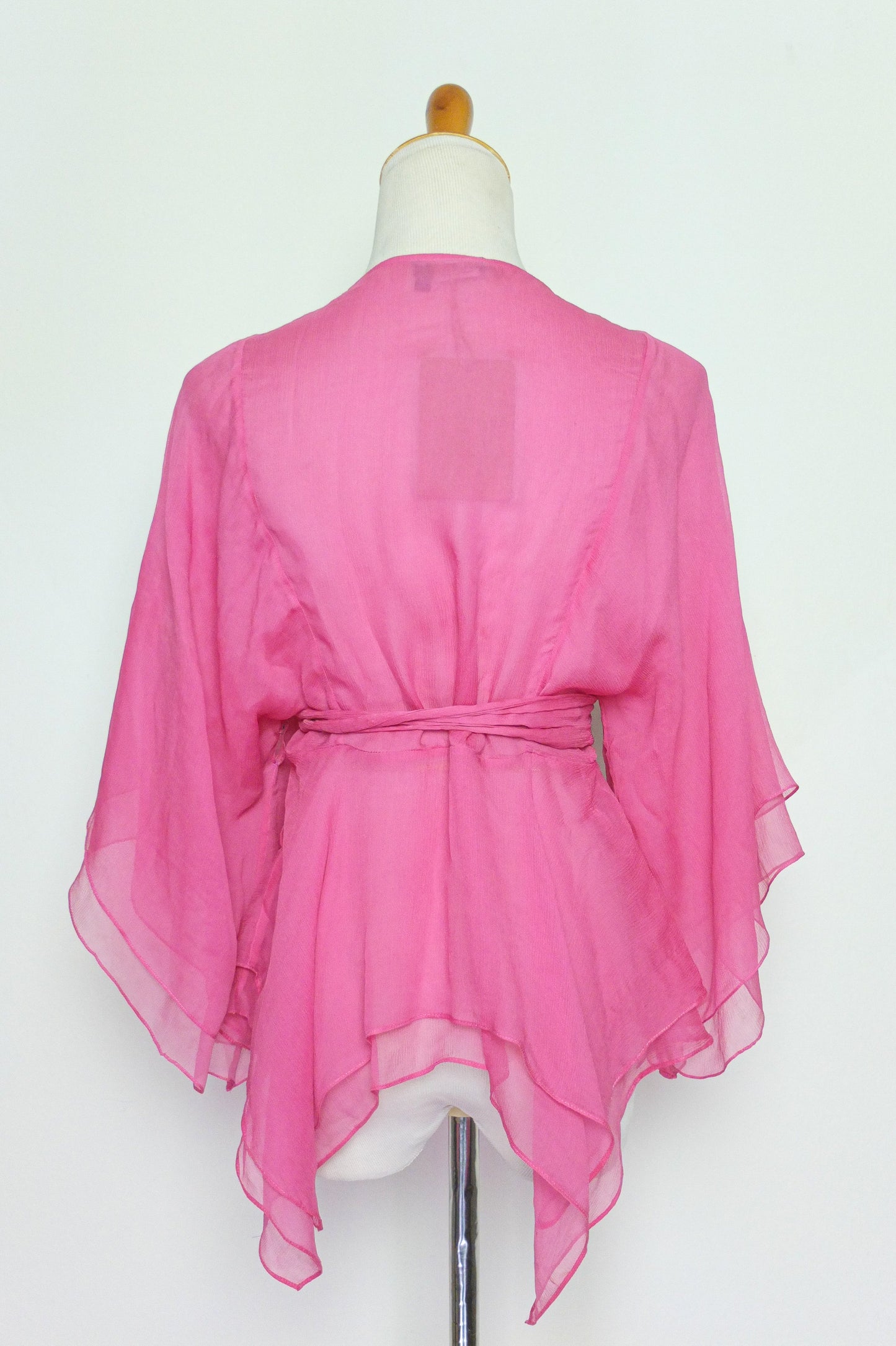 BCBG Pink Embroidered Sheer Fairy Silk Top