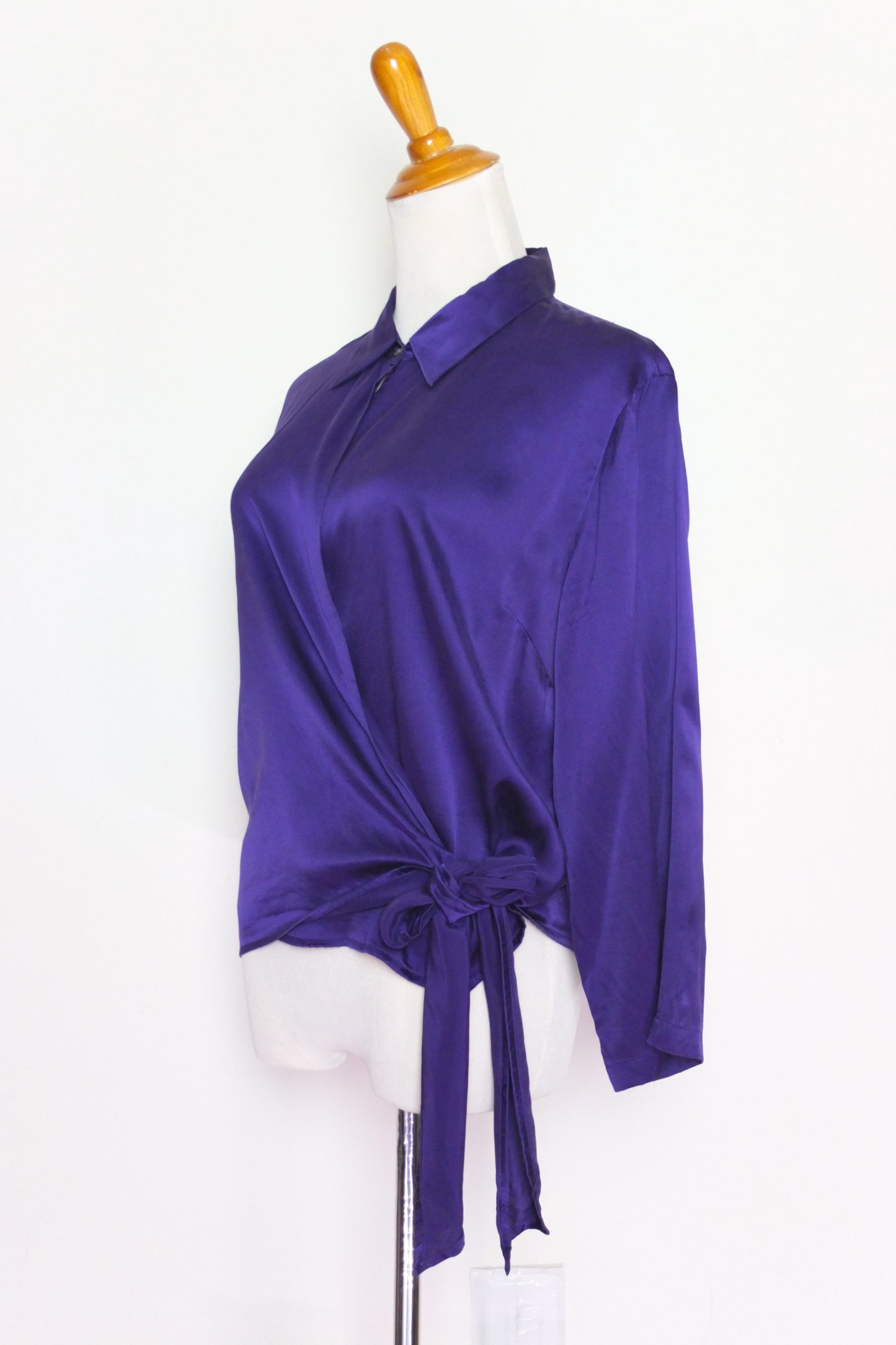 Vintage Single Button Purple Silk Blouse (L-XL)