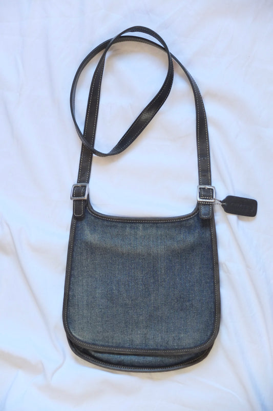 Coach Distressed Denim Flap Crossbody Y2K