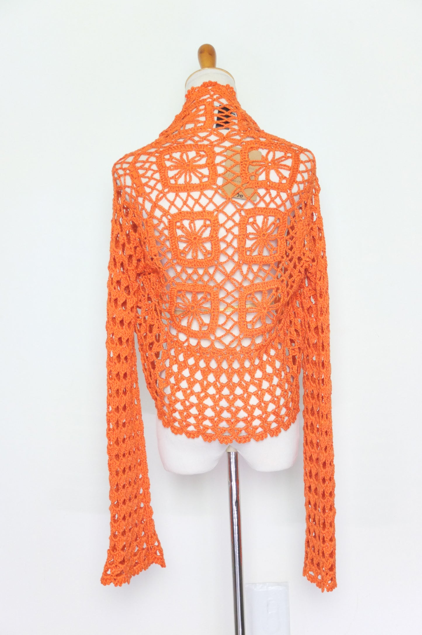 Y2K Vtg Orange Crochet Cardigan (S-M)