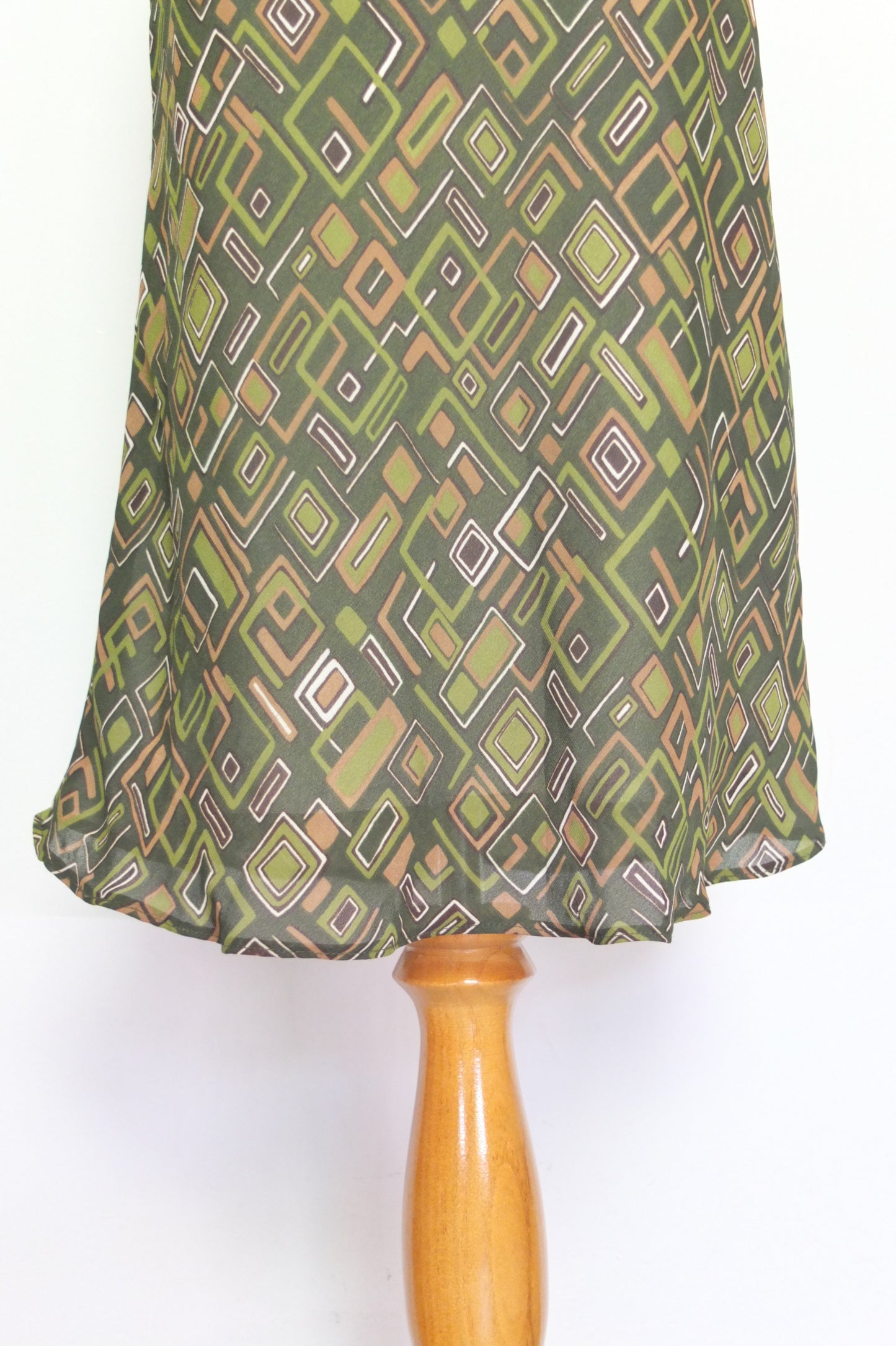 Y2K Vintage Green Mosaic Midi Skirt (S)