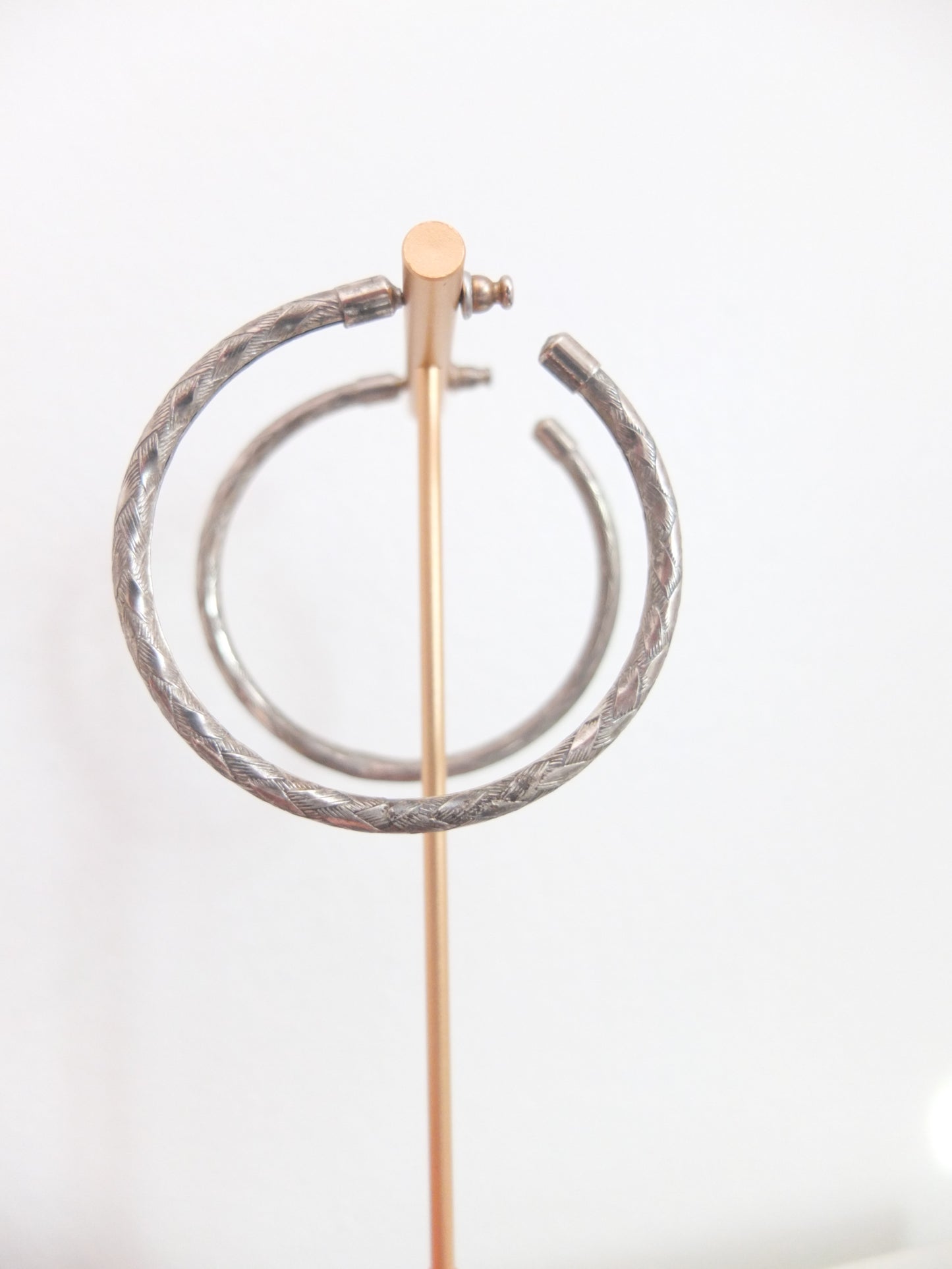 Vintage Silver Tone Woven Hoops