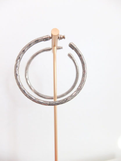 Vintage Silver Tone Woven Hoops