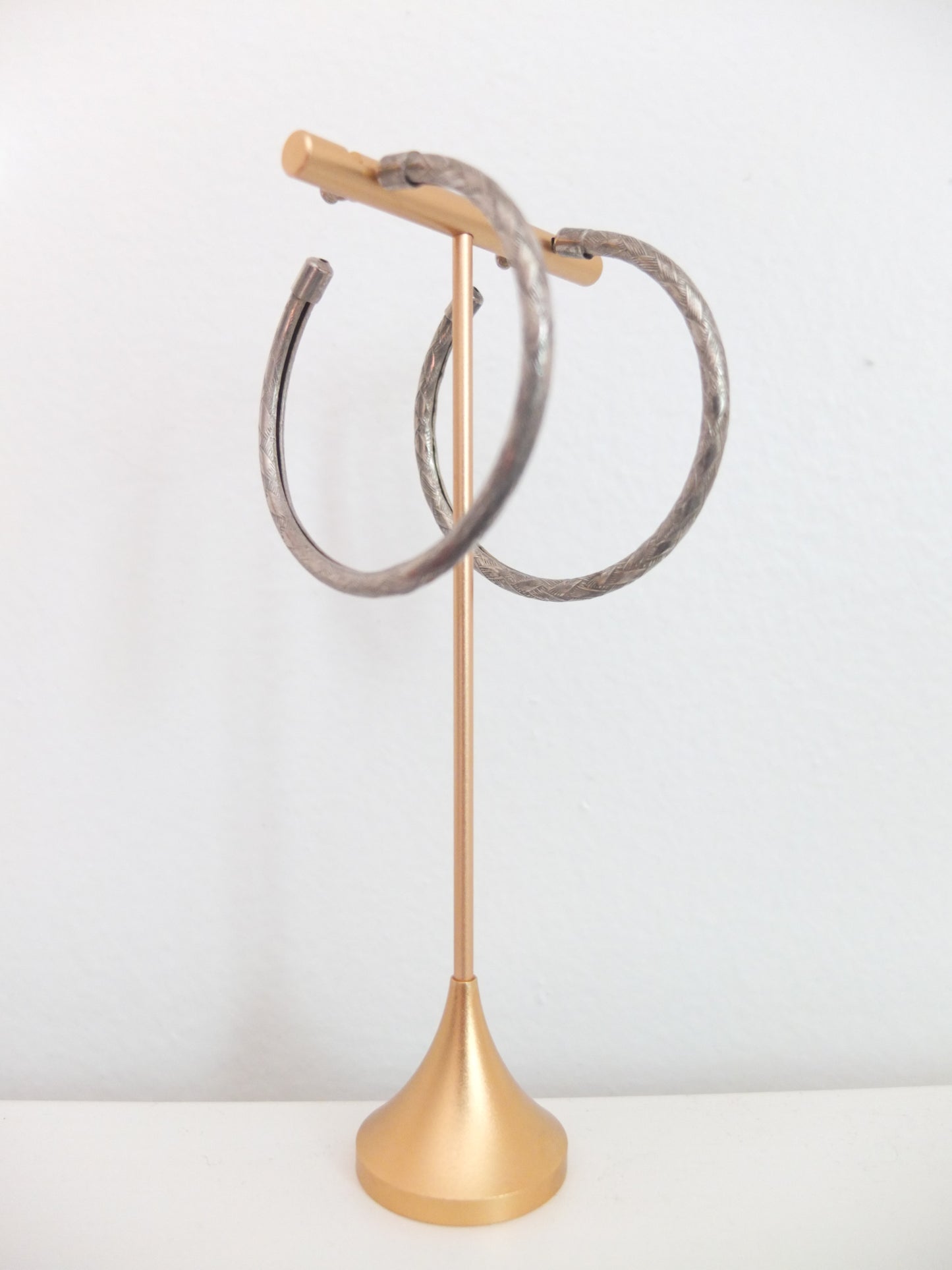 Vintage Silver Tone Woven Hoops