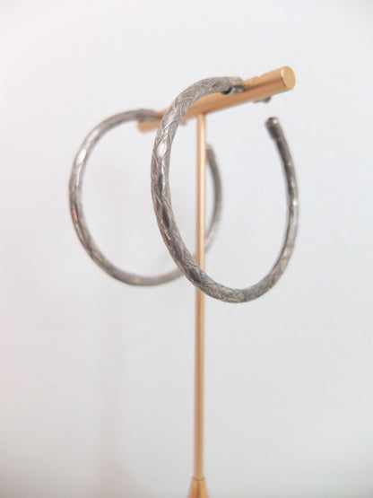 Vintage Silver Tone Woven Hoops