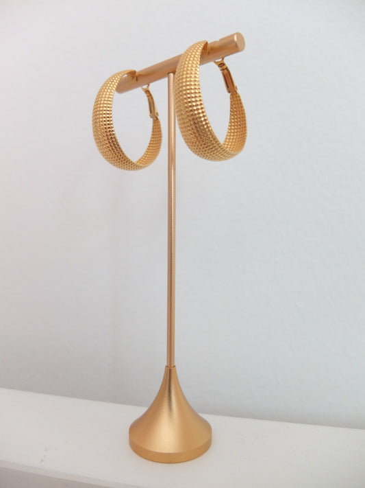 Vintage Gold Tone Textured Hoops